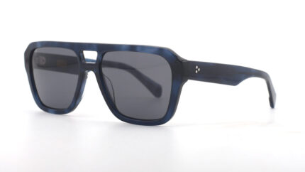 gafa de sol aviador de doble puente y cuadrada, azul de acetato caballero