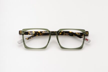 gafas de vista cuadradas de caballero y hombre, rectangulares de color verde y havana