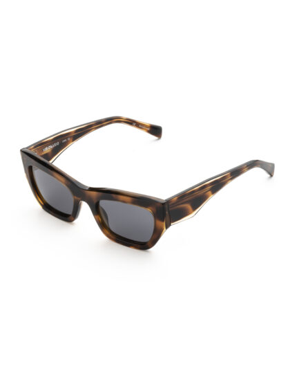 gafas de sol de mujer de acetato de color havana con varilla ancha y forma cat-eye