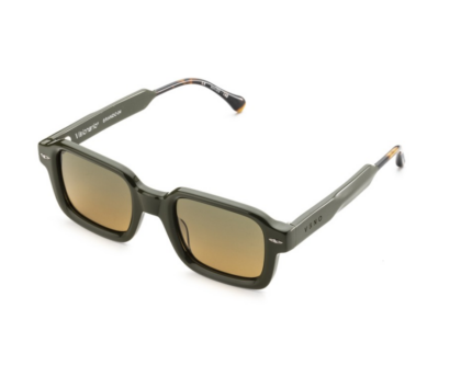 gafa de sol de hombre cuadrada alargada color verde unisex con lentes claras en amarillo