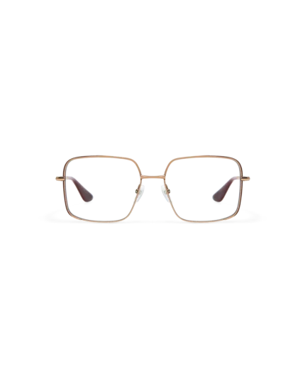 gafa metalica de mujer de color dorado con detalles en rojo