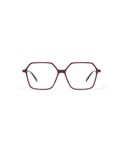 gafas de vista hexagonales rojas de pasta fina oversize de mujer