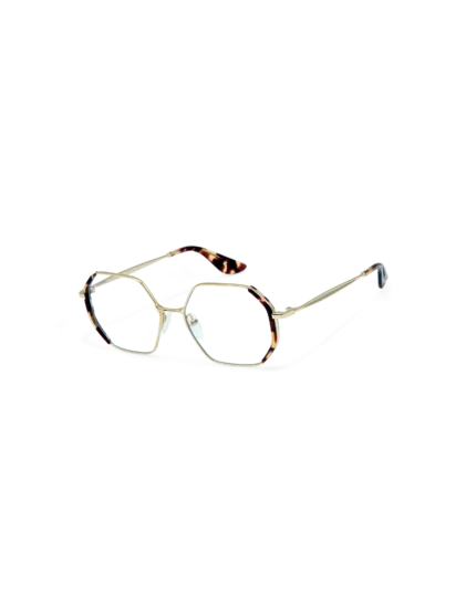 gafa de vista de metal dorada con laterales en acetato de mujer de cara pequeña