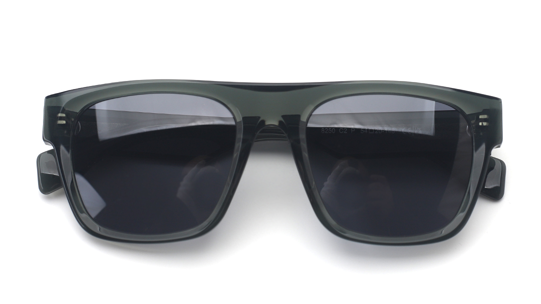 gafa de pasta de hombre de acetato gris verde con lentes en gris