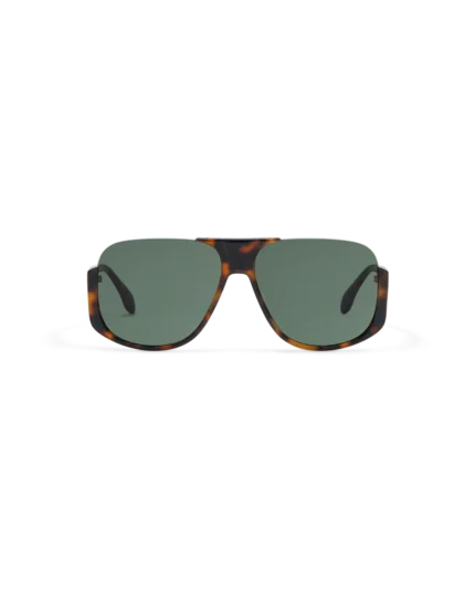 gafa de sol de pasta aviator oversize de mujer y caballero elegante en havana marron y lente verde