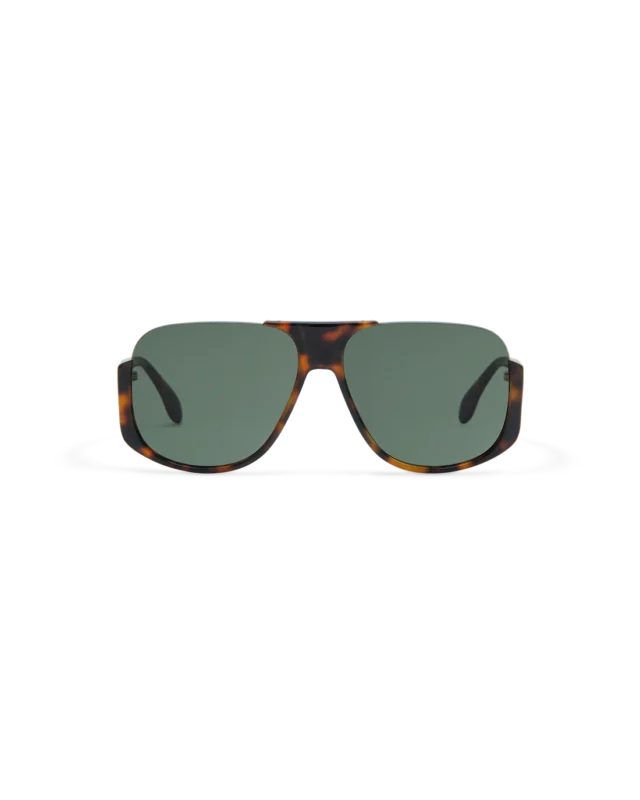 gafa de sol de pasta aviator oversize de mujer y caballero elegante en havana marron y lente verde