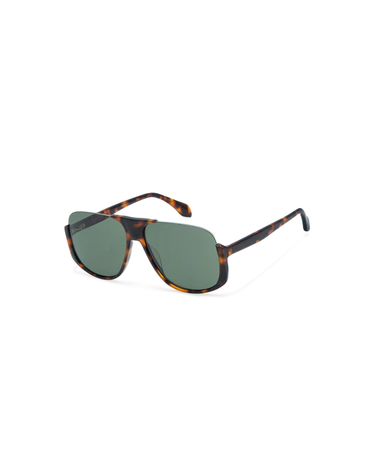 gafa de sol de pasta aviator oversize de mujer y caballero elegante en havana marron y lente verde