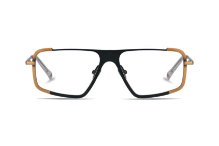 gafa metalica de color negro y oro cuadrada geometrica