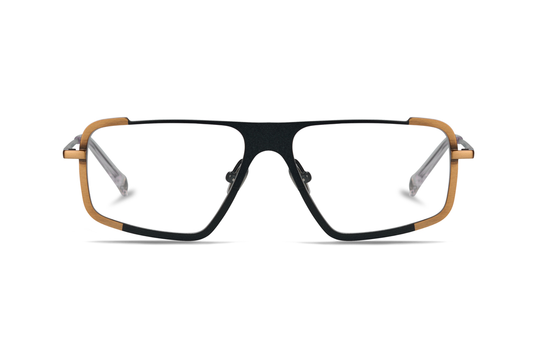 gafa metalica de color negro y oro cuadrada geometrica