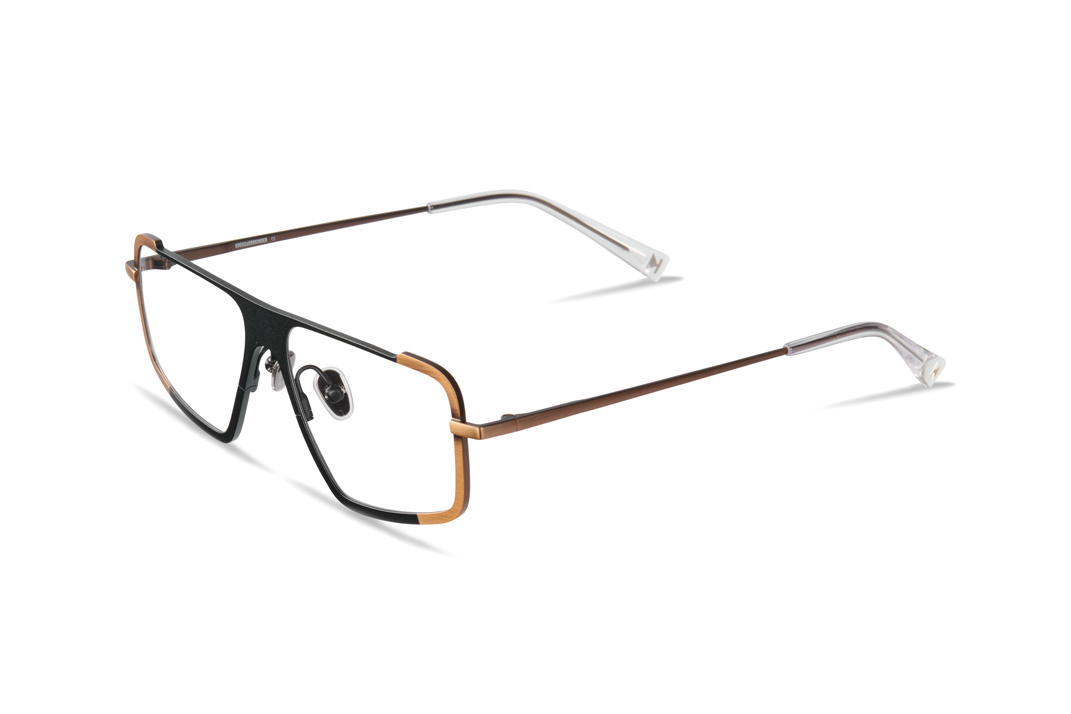 gafa metalica de color negro y oro cuadrada geometrica