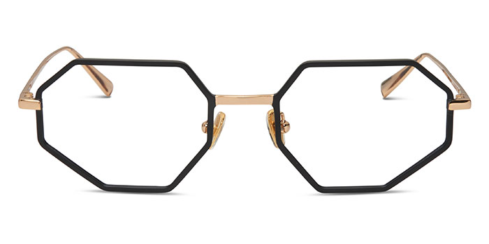 gafa metalica hexagonal moderna dorada y negra unisex juvenil