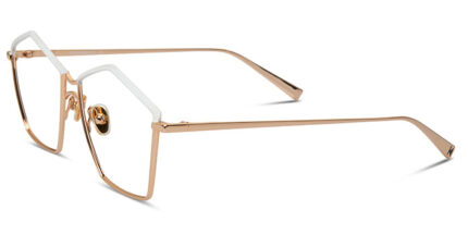 gafa metalica dorada con detalles en blanco mujer con forma hexagonal