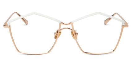 gafa metalica dorada con detalles en blanco mujer con forma hexagonal
