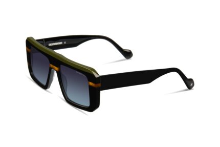 gafa de pasta masculina cuadrada flat top en color negro mostaza y verde