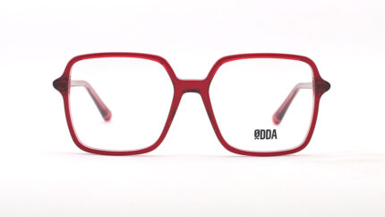 gafas de acetato fino rojo translucido cuadradas de mujer juveniles
