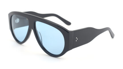 gafa de sol aviator flat top en color negro de pasta gruesa y con lentes azules