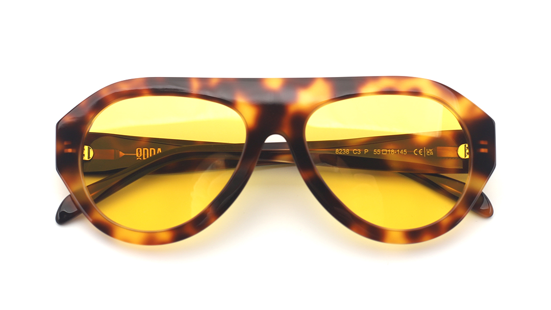 gafa de sol flat top aviator de acetato unisex con lentes en amarillo