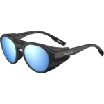 gafas de sol deportivas para montaña con aletas laterales y lente espejada azul