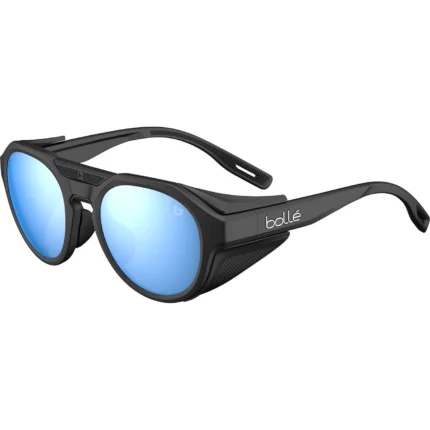 gafas de sol deportivas para montaña con aletas laterales y lente espejada azul