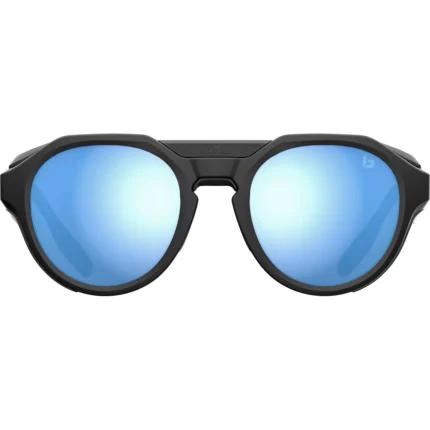 gafas de sol deportivas para montaña con aletas laterales y lente espejada azul
